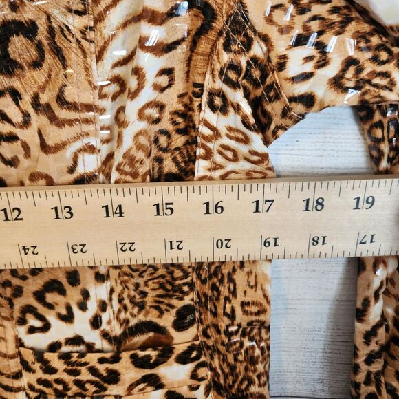 Ruby Red Jacket Size 10 Cheetah Animal Button Up Wet Look - Picture 4 of 6